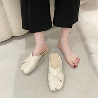 baotou half slippers female summer new style ladies fashion outer wear woven sandals and slippers female flat roman beach shoes