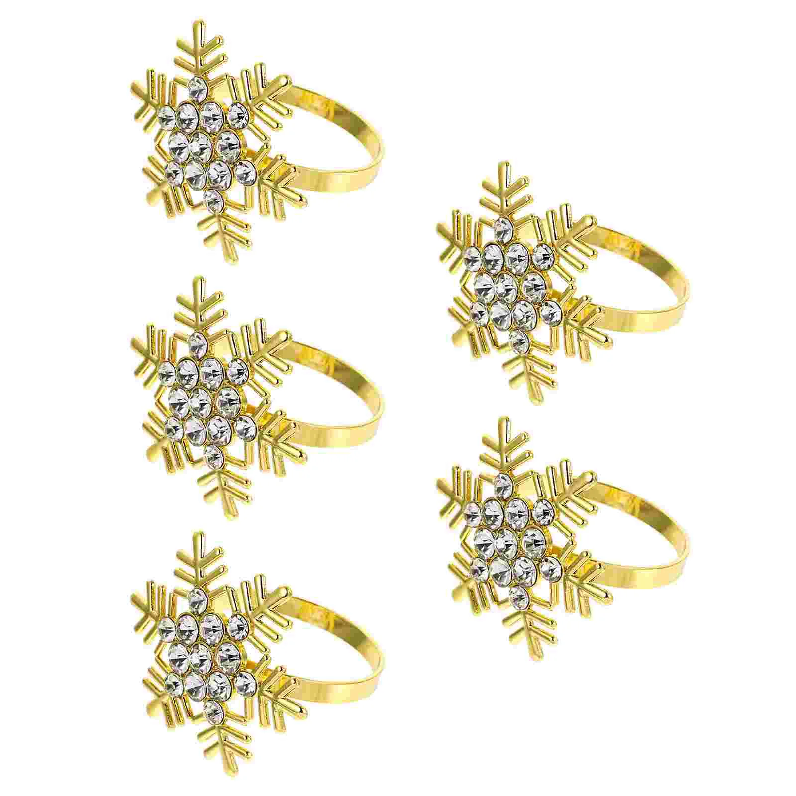 

Napkin Christmas Ring Rings Buckle Snowflake Alloywinter Metal Wedding Shapedhome Decor Party Holiday White Rhinestone Crystal