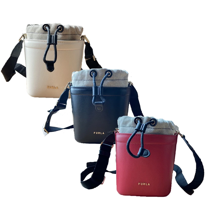

FLA Mini Bucket Bag Wide Shoulder Strap Interior Carrying Pocket Detachable Drawstring