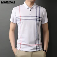 top grade new summer brand designer luxury stripped regular fit polo shirts men short sleeve casual tops fashions men clothing