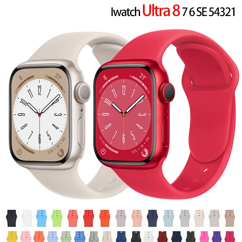 Silicone strap For Apple Watch band 44mm 45mm 41mm 40mm 42 38mm smart watch strap bracelet for iwatch Ultra series 8 7 6 5 43 se