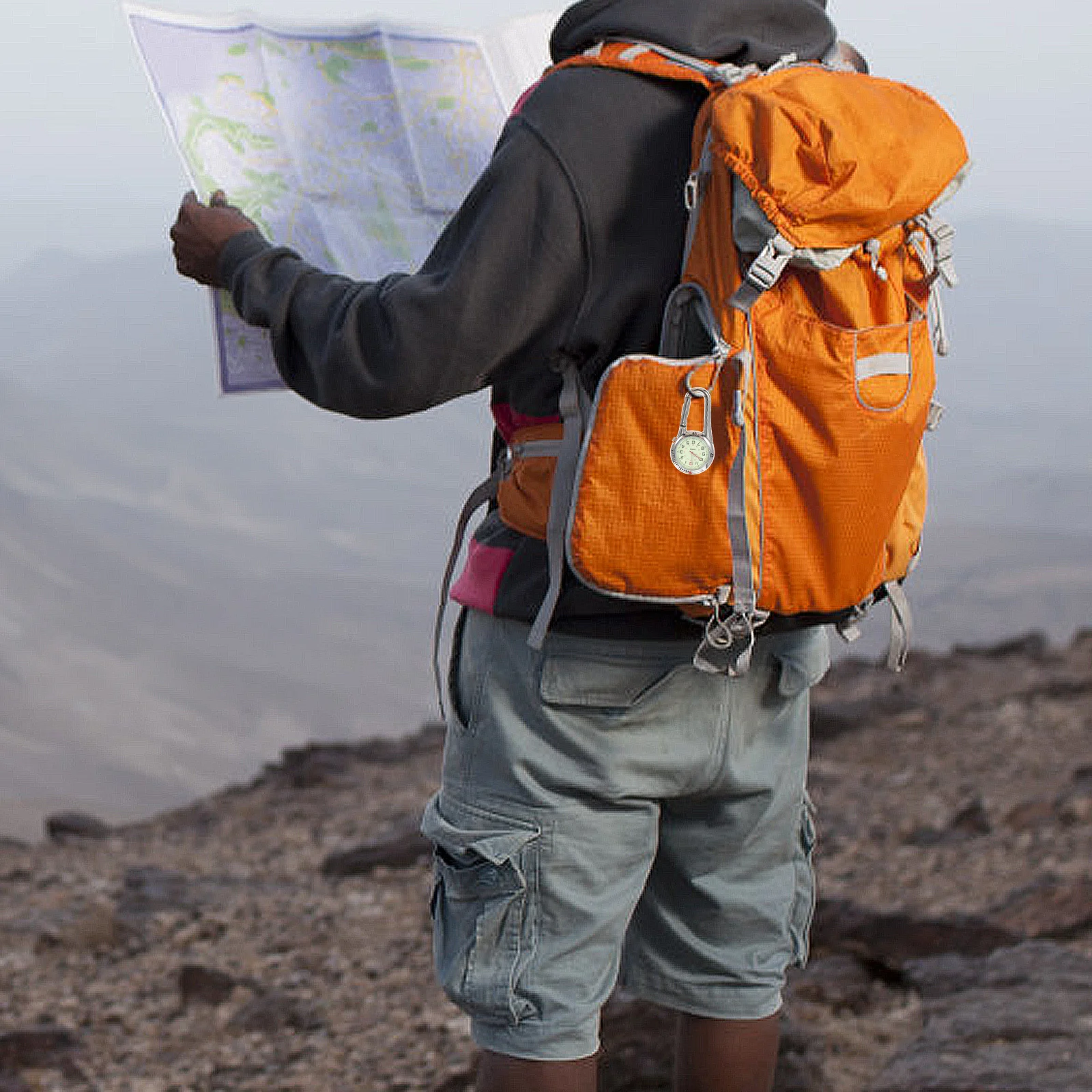 Кварцевые часы с клипсой ночник сплав рюкзак унисекс пряжка ремень брелок черный