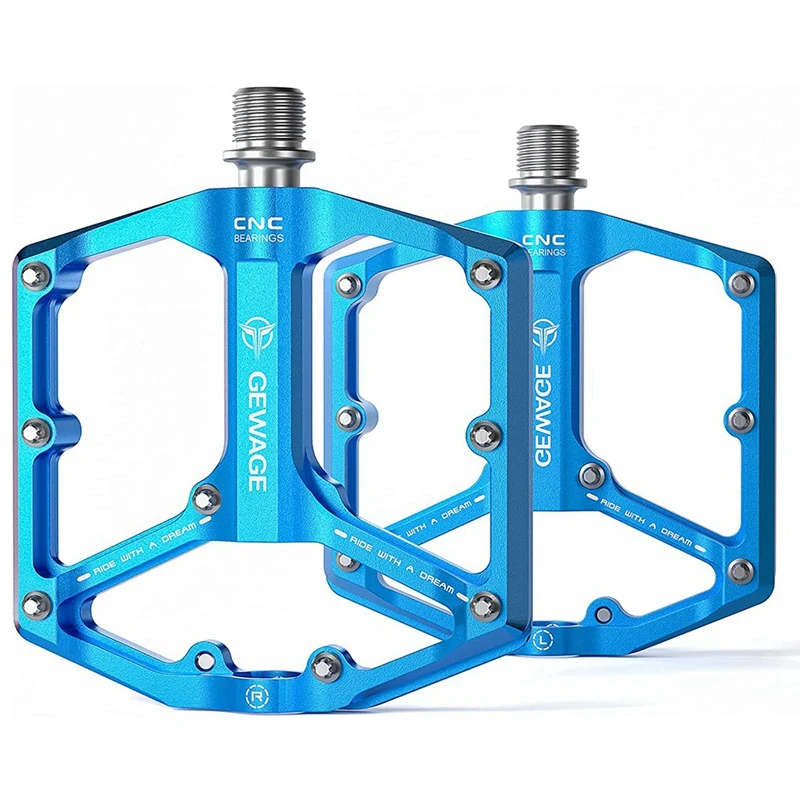 

GEWAGE Road/Mountain Bike Pedals - 3 Bearings Bicycle Pedals - 9/16Inch CNC Machined Flat Pedals Bicycle Parts