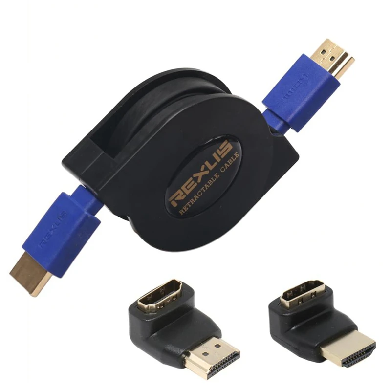 

REXLIS Retractable 1080P HDMI-Compatible Cable 1.8M with HDMI-Compatibl Adapter for PS3 Projectors Monitors TV LCD Laptop