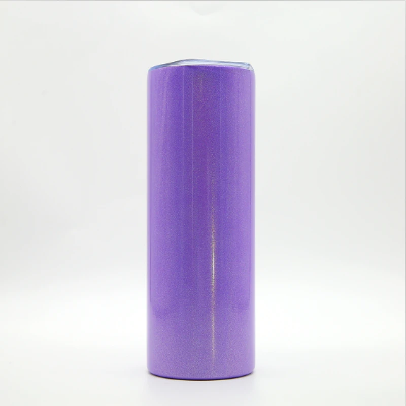 

Wholesale glitter straight skinny stainless steel tumbler 20oz sublimation wine vacuum insulated water bottle coffee mug