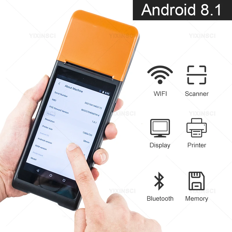 Терминальный POS-терминал Q8 Android 8 1 КПК 58 мм термопринтер для чеков Bluetooth Wi-Fi