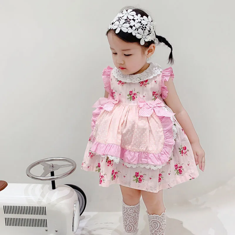 

Spanish Childrens Clothing Girls Strawberry Dress Baby Summer Lotia Dresses Kids Christening Gown GZB117