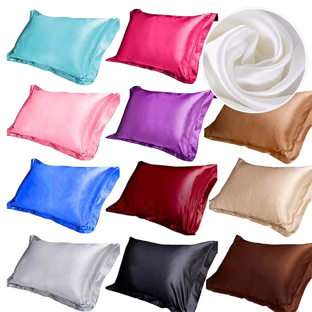 

Pure Emulation Silk Satin Pillowcase Comfortable Pillow Cover Pillowcase For Bed Throw Single Pillow Covers