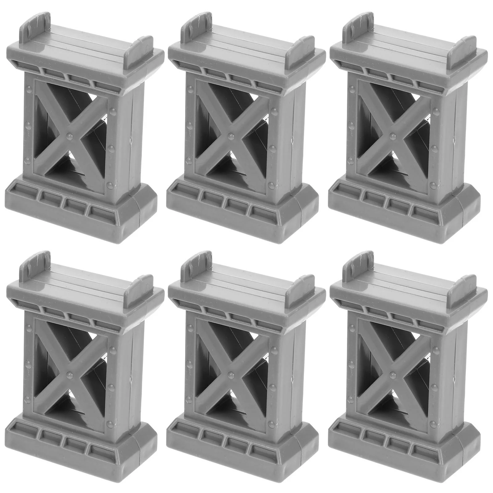 

6 Pcs Train Pier Child Toy Wooden Track Support Risers Bridge Supports Bee Suits Set Plastic Mini Building Blocks