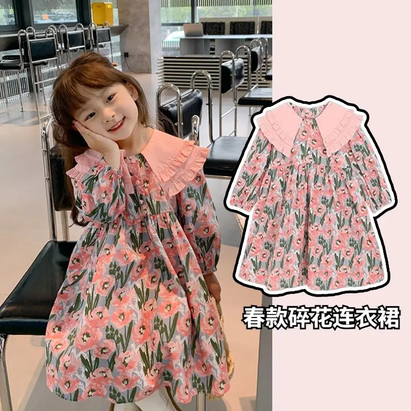

Girls' Dress 2023 New Kids' Skirt Spring And Autumn Thin Long Sleeve Princess Clothes Super Fairy Middle And Big Children