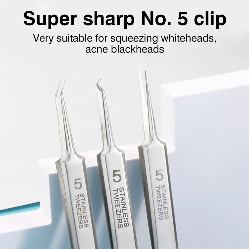 

New Ultra-fine No. 5 Cell Pimples Blackhead Clip Tweezers Salon Acne Special & Artifact Scraping Tool Needle Beauty Closing C5X1
