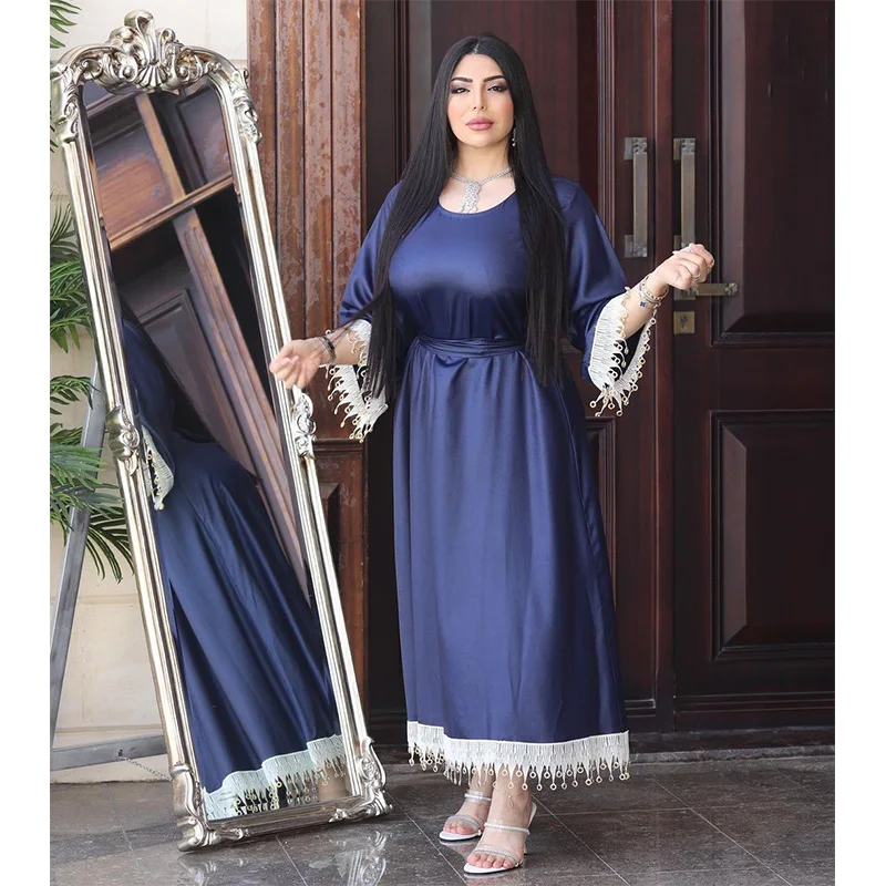 Robe Femme Musulmane Middle East Muslim National Style Dubai Long Dress Belt Women's Jalabiya Ramadan Abayas For Women