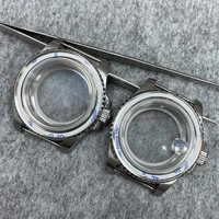 40mm 316l stainless steel watch case transparent bottom flat mirrormagnifying glass sapphire case for nh35 nh36 movement