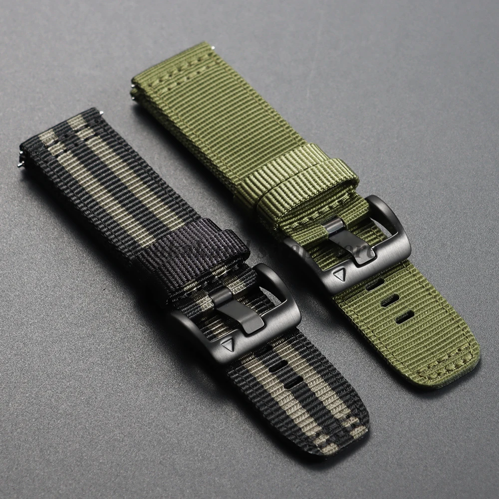 Черная пряжка для часов из нержавеющей стали 22 мм для Garmin, нейлоновый силиконовый кожаный ремешок для часов, металлическая кнопка, сменные аксессуары для часов (art.: 3920d04b60c73) - 3920d04b60c73