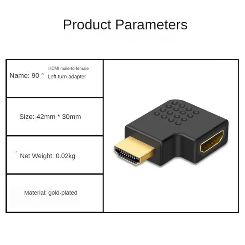 HDMI-совместимый адаптер штекер-гнездо 90 270 градусов левый конвертер для проектора