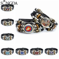 usmc army badge military bracelet united states marine corps glass snap button bracelets punk cool trend chains jewelry gifts
