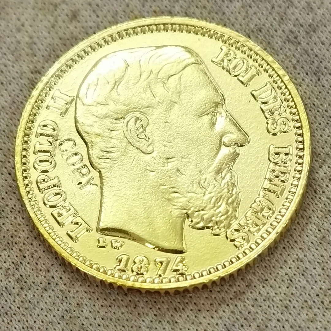 

Копия золотой монеты 1874 Бельгия 20 Francs-Leopold II медь 21 мм
