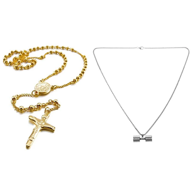 

Ожерелье с подвеской из нержавеющей стали, женское крестообразное ожерелье для бодибилдинга, фитнес