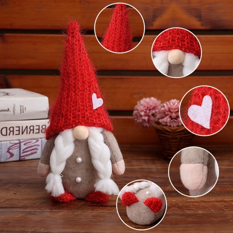 

Knitted Hat Heart Gnome Art Crafts Household Party Background Decorative Orname
