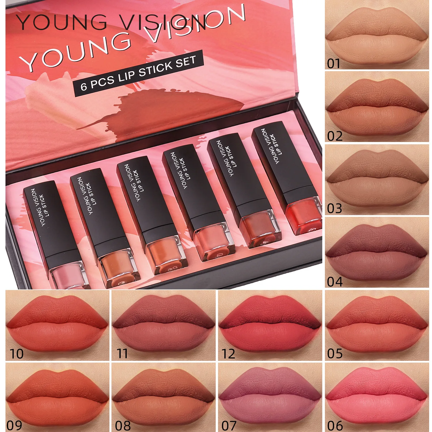 

6Pcs/set Matte Velvet Lip Gloss Waterproof Long-lasting Liquid Lipstick Cosmetic Beauty Keep 24 Hours Makeup maquillages