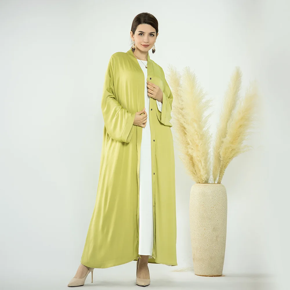 2023 Middle East Turkey Dubai Solid Color Cardigan Dress Muslim Fashion Robes Abayas for Women Open Abaya Vestidos Largos