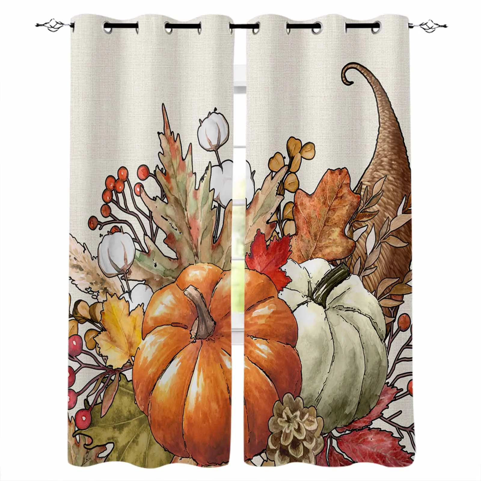 Осенние занавески с Тыквой и кленовыми листьями для гостиной декоративные шторы