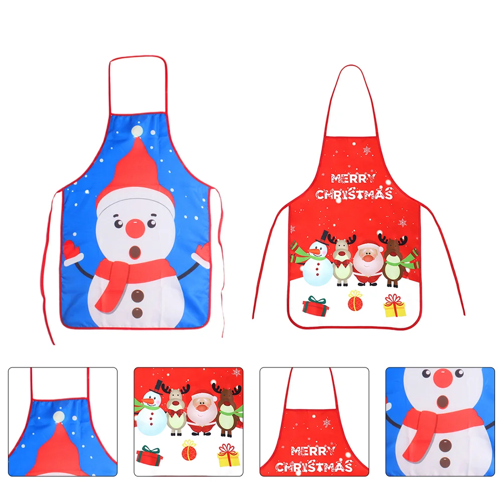 

2pcs Christmas Snowman Apron Creative Cooking Apron Practical Kitchen Supplies
