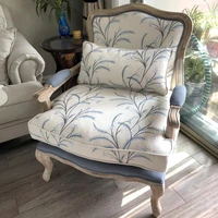 american rural solid wood armchair household living room bedroom embroidered fabric removable cloth single sofa chair