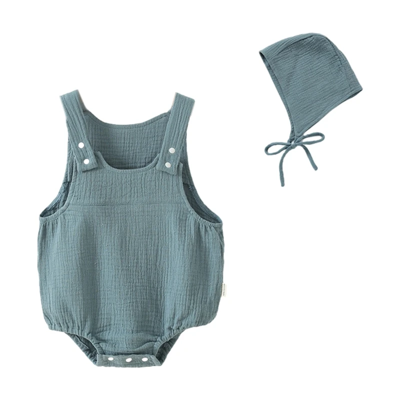

Детский комбинезон без рукавов C5AA, с шапкой, дышащее муслиновое боди, набедренная повязка для младенцев