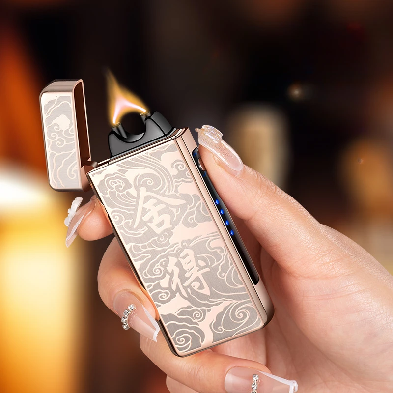 Фото Золотая очень большая зажигалка Ciga с USB-зарядкой, плазменная Зажигалка для сигар, электронная зажигалка №2