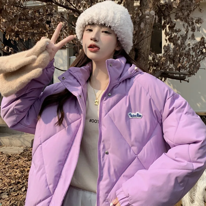 Women's winter diamond lattice oversize cotton coat