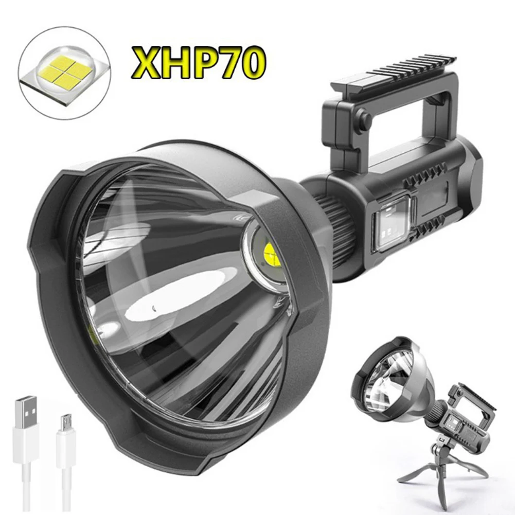 

High Power LED Flashlight Spotlights Portable Waterproof Torch Outdoor Searchlight with Mountable Bracket Emergency Power Bank