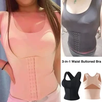 3 in 1 waist trainer bra waist buttoned bra shapewear women waist trainer corset tummy control body shaper adjustable straps 3xl