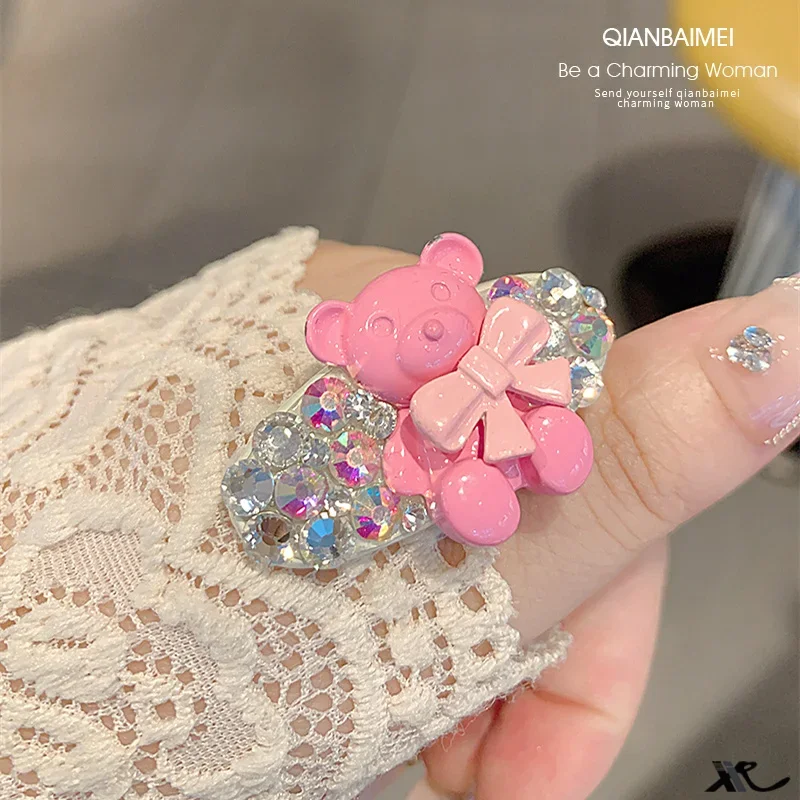 Шпильки с медвежонком! Изящный искусственный зажим высоким краем нишевой дизайн