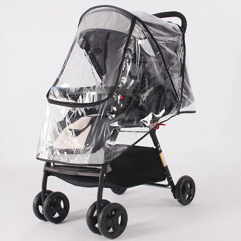 Stroller Accessories Waterproof Rain Cover Transparent Wind Dust Shield Zipper Open Raincoat For Baby stroller cover Protect