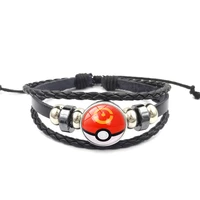 pokemon ball beaded bracelet anime peripherals male and female student gifts hand woven pu leather hand accessories