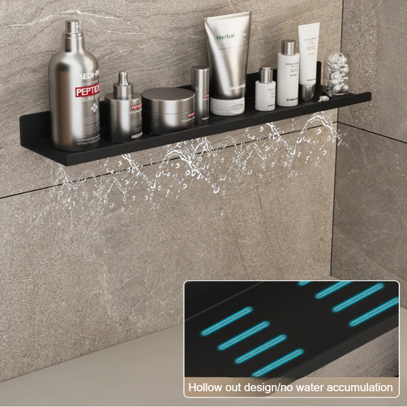 Полка для ванной комнаты, настенная, без перфорации, для хранения и организации, сераячернаябелая, 304050 см (art.: 3920db78945cb) - 3920db78945cb