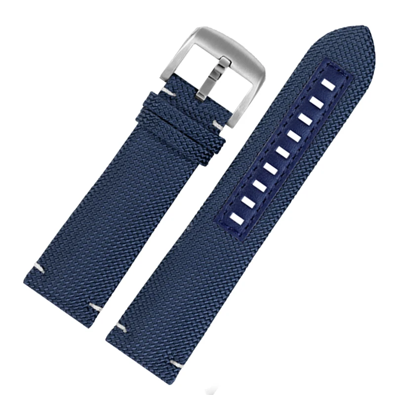 22mm Nylon Leather WatchbandFor Mido Navigator M026.629/430 Ocean Star M042.430 Citizen Waterproof Canvas Watch Strap Black Blue