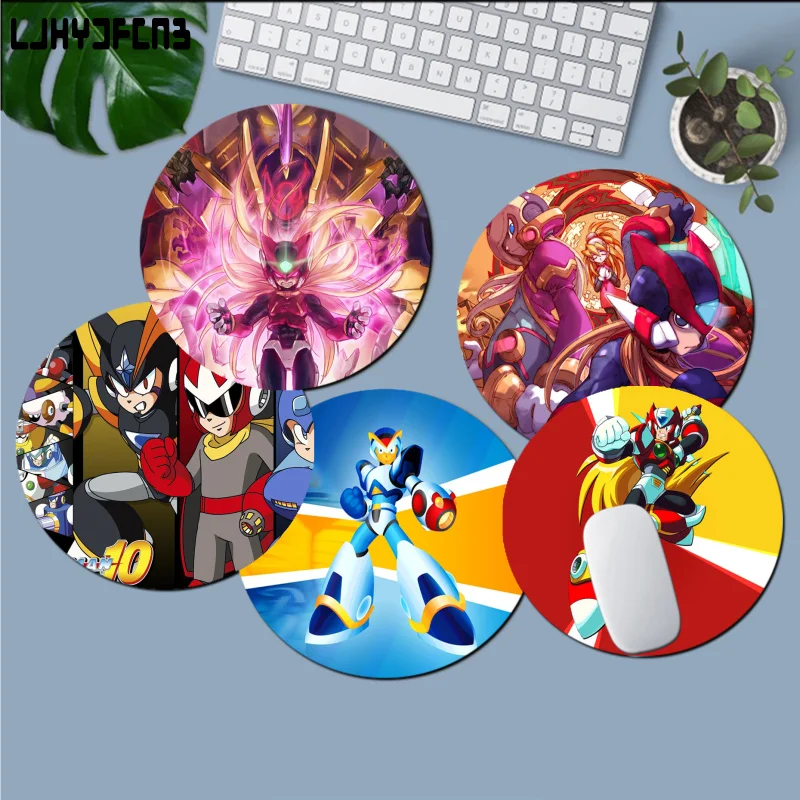 

Mega Man Mousepad Round Custom Skin Office Computer Desk Mat Table Keyboard Mouse Pad Laptop Cushion Non-slip Writing Desk Mats