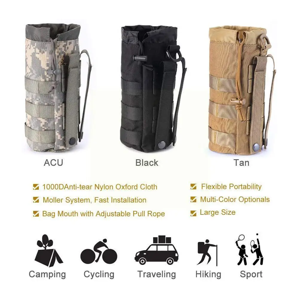 

Outdoor Travel Hiking Drawstring Kettle Handbag Tactical Bag Sundries External Waist N4a6