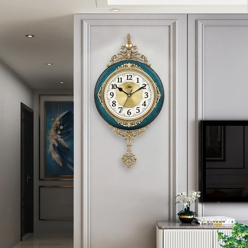 

Vintage Style Aesthetic Wall Clock Luxury Pendulum Battery European Design Clock Living Room Muur Decoratie Wall Decor OB50GZ