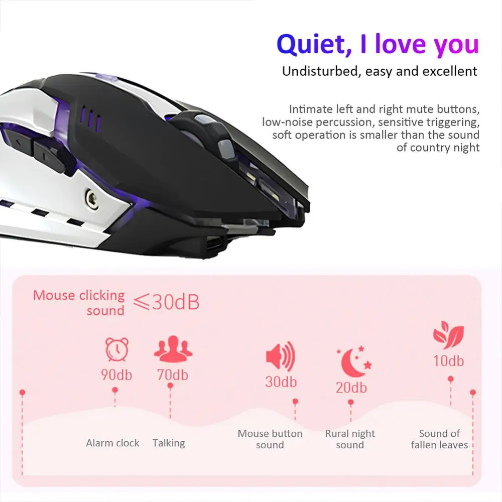 Мышь игровая аккумуляторная Бесшумная USB 2 4G RGB два режима |