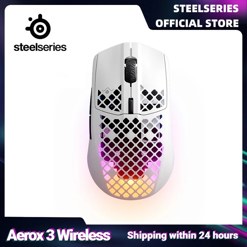 

SteelSeries Aerox 3 Wireless 2022 Onyx/Snow Gaming Mouse Lightweight 2.4GHz Bluetooth 5.0 Mice Fast Charging Up to 200 Hours