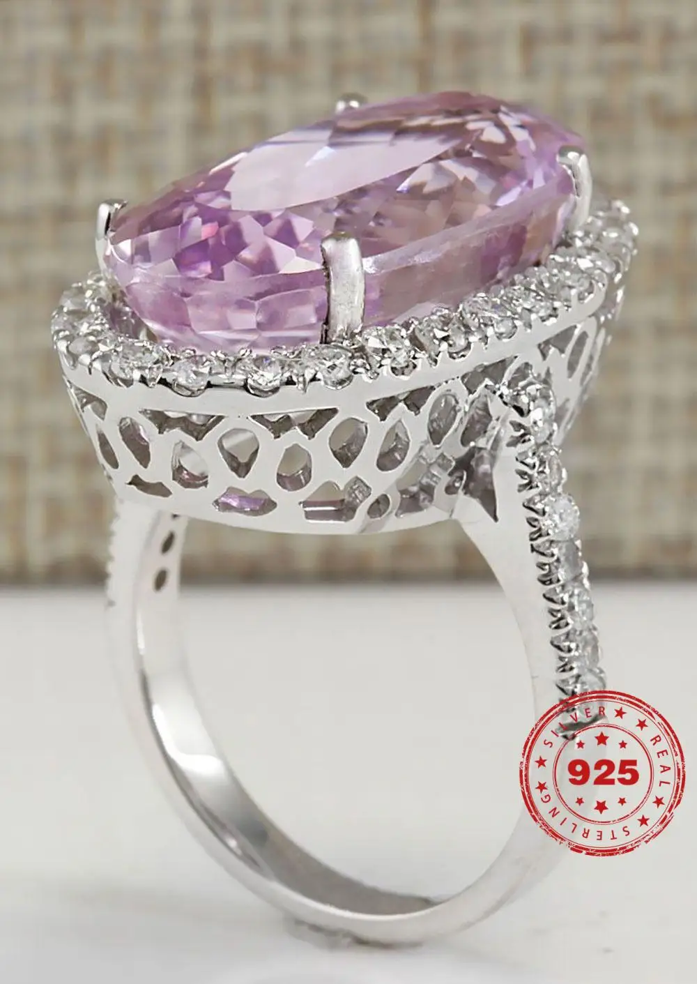 Женское кольцо с натуральным аметистом S925 пробы ювелирное изделие и топазом