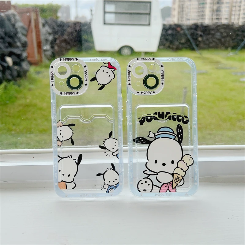 

BANDAI Ins Pochacco Cartoon Wallet Card Holder Phone Case For IPhone 11 12 7 8P X XR XS XS MAX 11 12 pro 13 Pro max 13 Pro Max