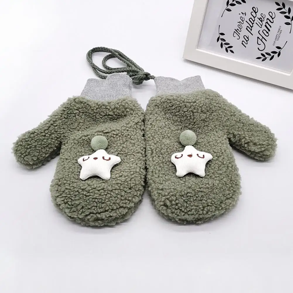

Kids Girl Boys Fleece Soft Gloves Autumn Winter Warm Children Cute Star Gloves Imitation Lamb Plush Leisure Knitting