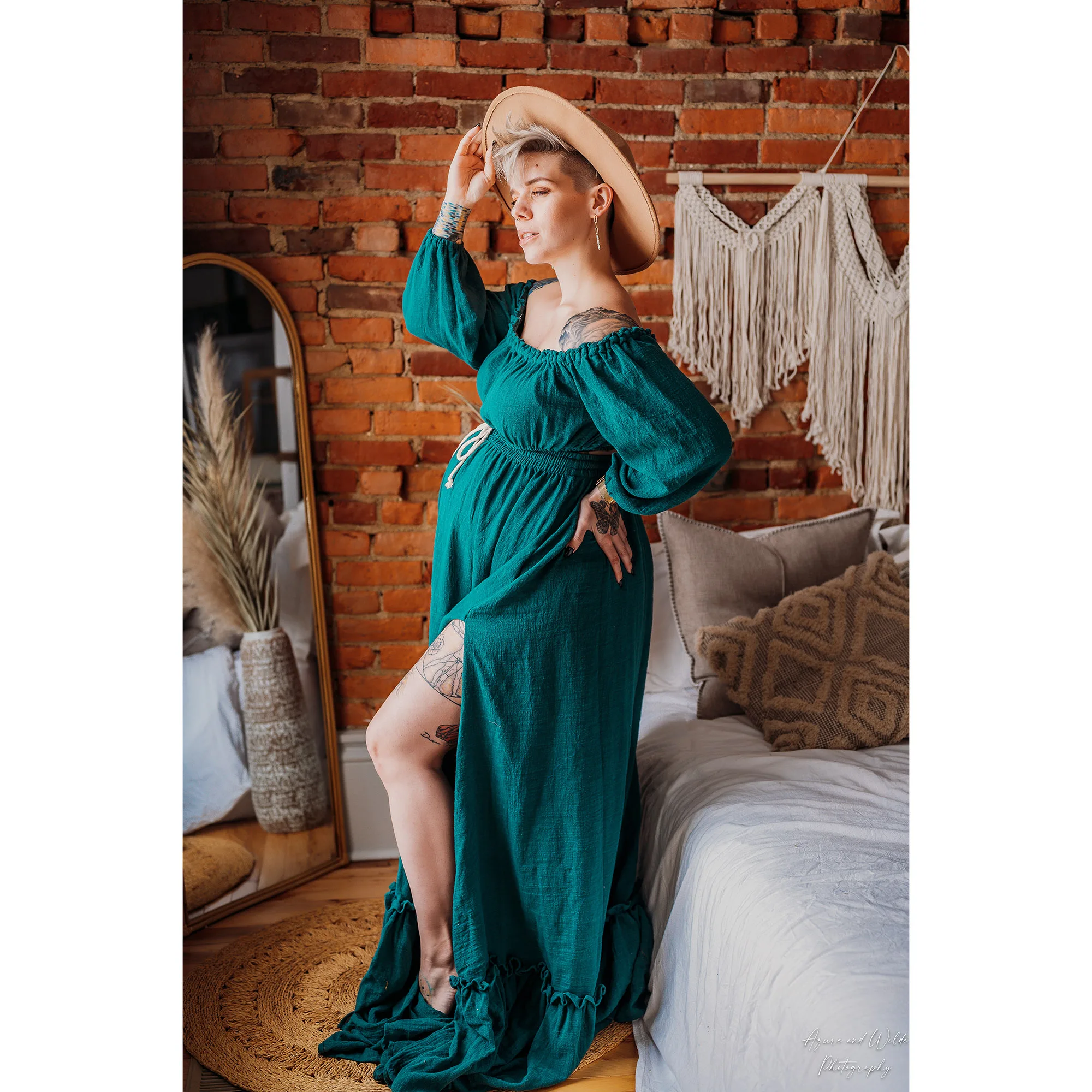 Photo Shoot Props A Suit Cotton Kaftan Full Sleeves Robe Maternity Dress Evening Party Costume for Women Photography Accessories enlarge