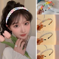 women solid color headband sweet chain hairbands for women girls hair band female hair accessories handmade colorful head hoop