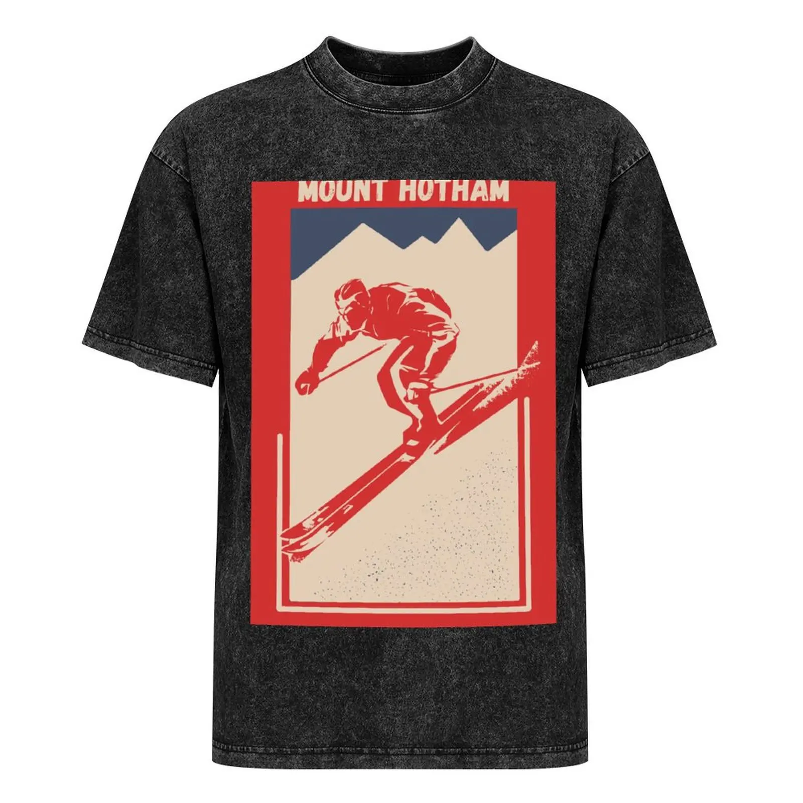 Mount Hotham Australia Ski Resort Винтажная красная футболка с геометрическим плакатом синяя