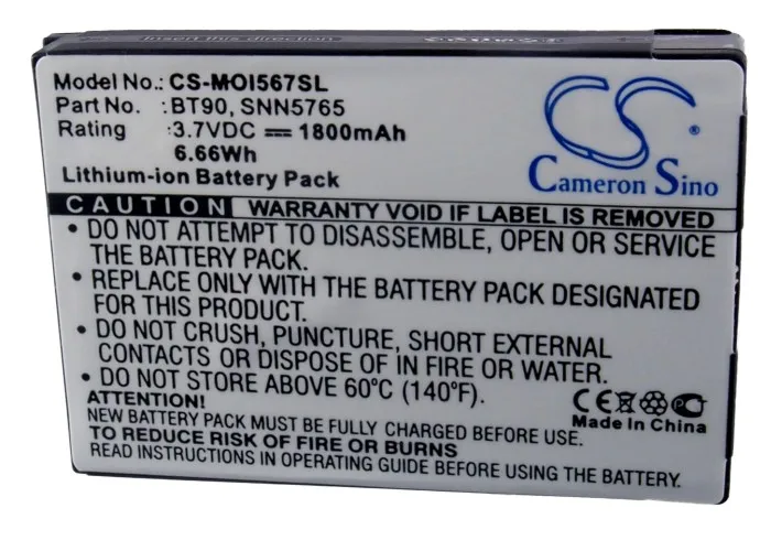 

Cameron Sino 1800 мАч батарея BT90, SNN5759, SNN5765, SNN5826A для I576, Q9c, Q9e, RAZR VE20, Rival A455, ROKR Z6m, Z6tv